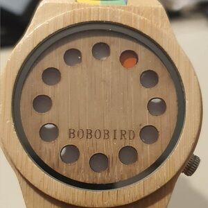 🦋10/$20🦋 Bobo Bird Tan/Rainbow Leather Wooden Women's Watch